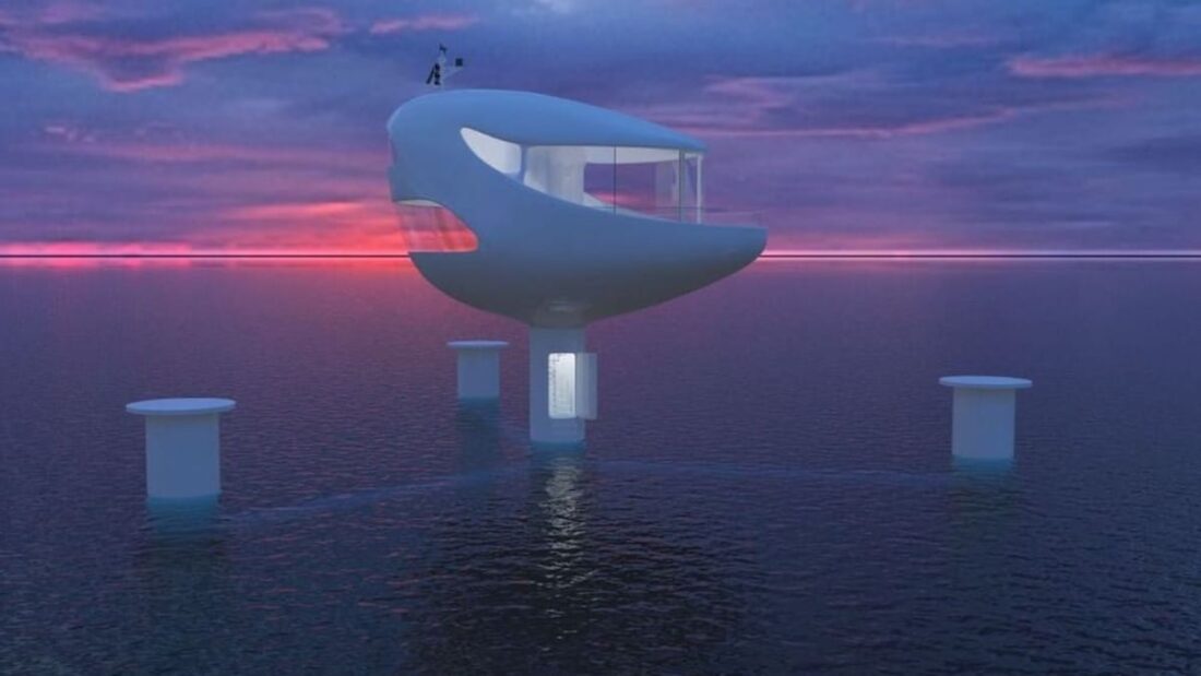 Le case galleggianti che emergono dall'oceano