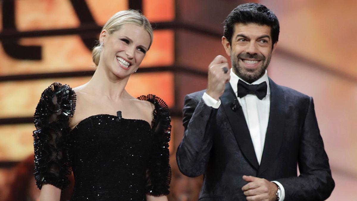 Michelle Hunziker e Pierfrancesco Favino al Festival di Sanremo