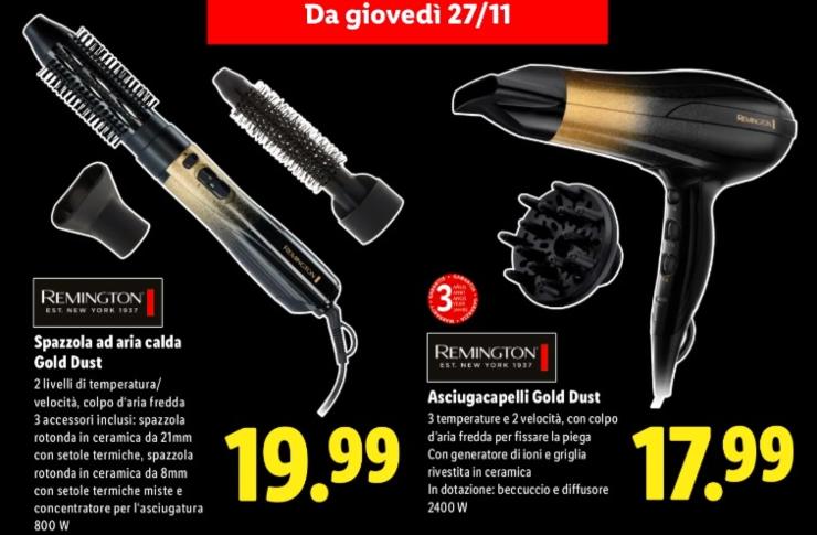 lidl volantino spazzola aria calda e asciugacapelli remington
